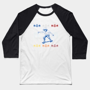 Funny skater skateboarder Baseball T-Shirt